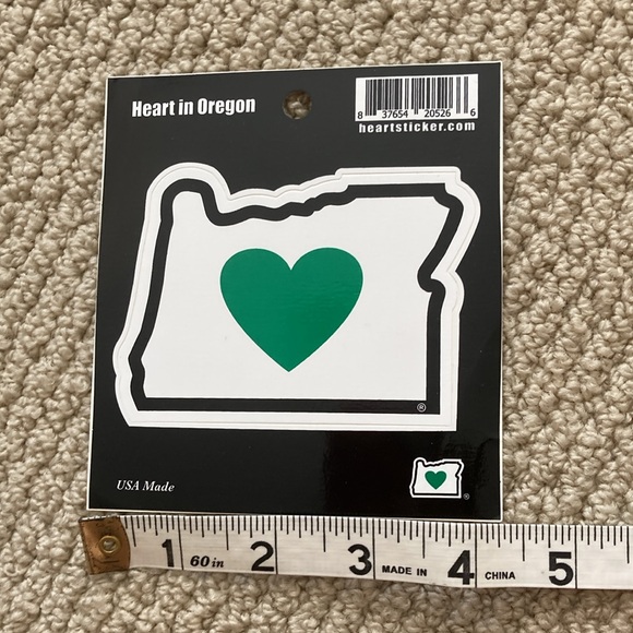 Oregon State Large Heart Lovers Sticker Souvenir Abstract Gift NWT - Picture 4 of 4